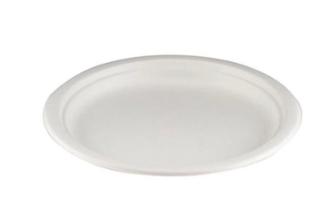 9" white bagasse plate (Case size 500)