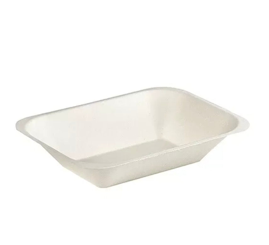 White Bagasse Chip Tray Qty 500